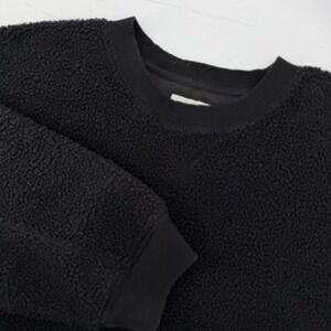 American Eagle‎ Sherpa Fleece Sweatshirt Charcoal Grey XL Relaxed Crew Neck